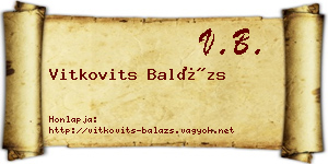 Vitkovits Balázs névjegykártya